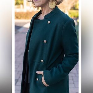 Emerald Green Peacoat Double Breasted Gold Button Details